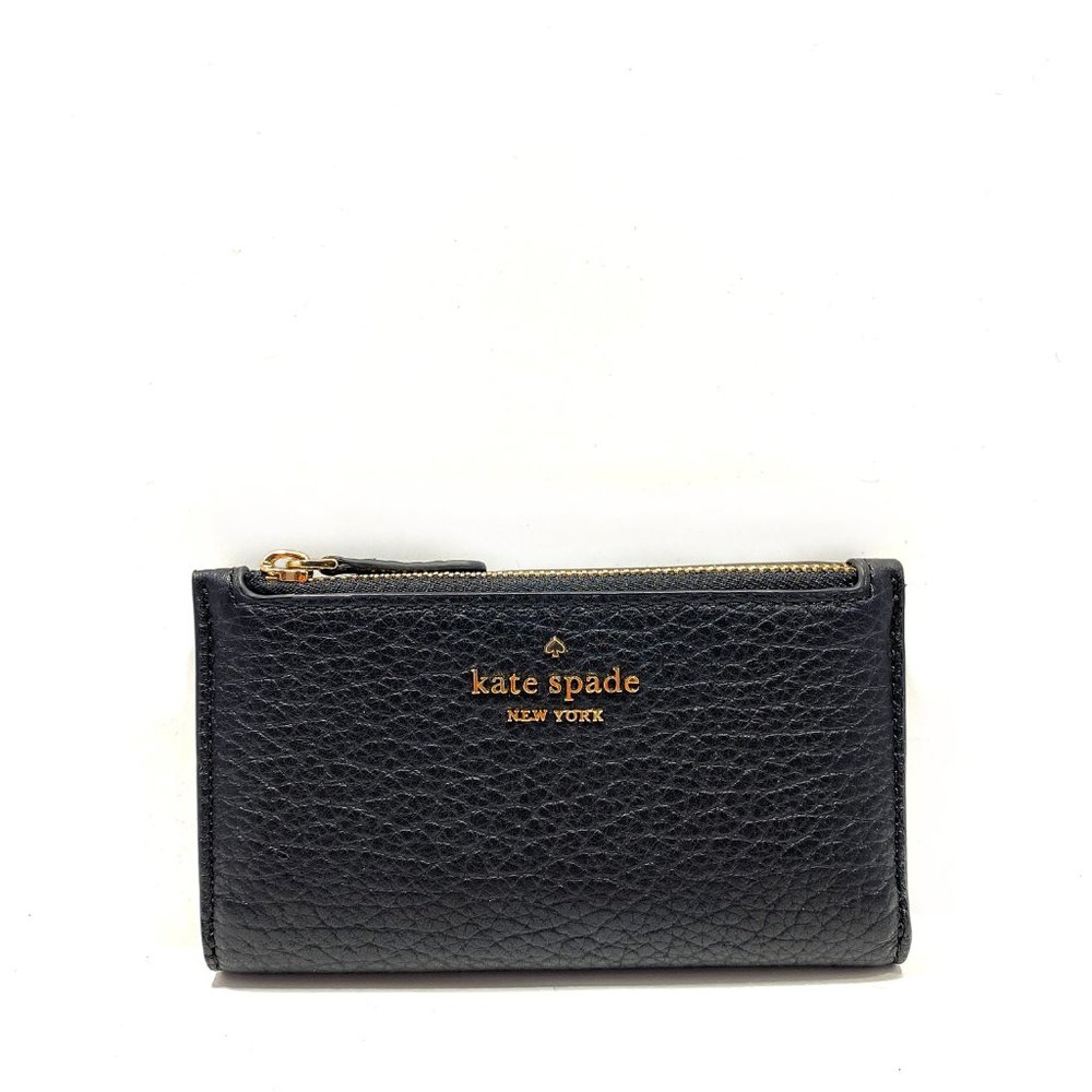 NWT Kate Spade Small Slim Bifold Wallet Black Leig